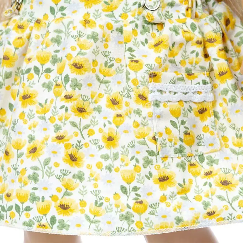 

Doll Dress Up Clothes Suit Pastoral Floral Suspender Skirt for 18in US Girl Doll