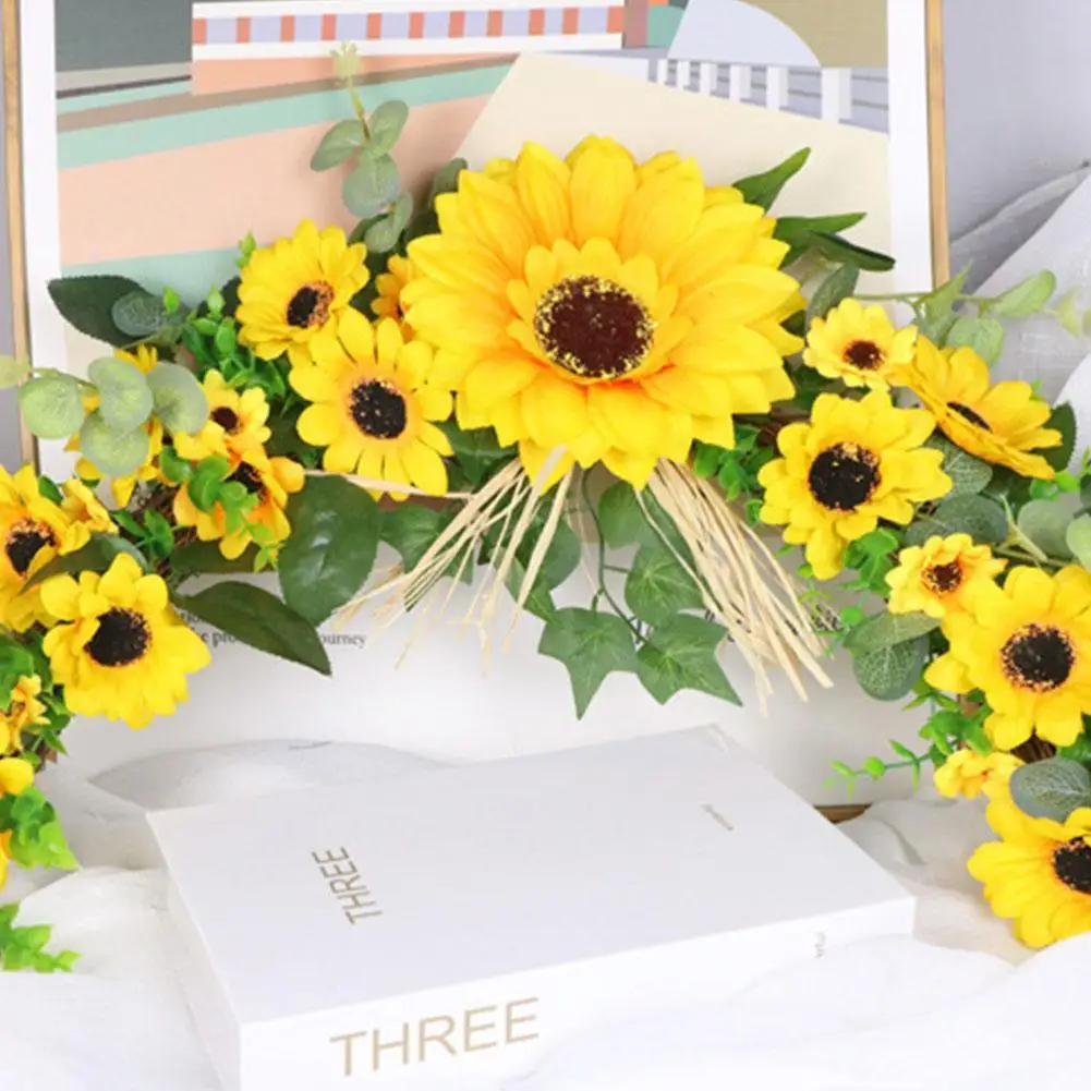 

Artificial Sunflower Wreath Wall Hanging Ornaments Spring Festival Front Decoration For Home Door Garland Party Accessories G6J9