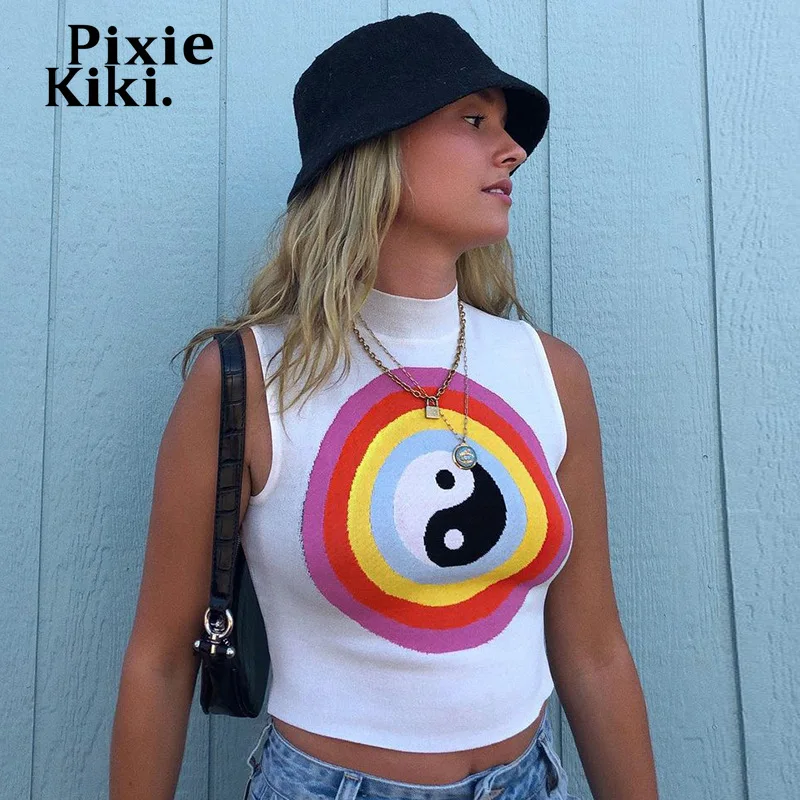 Пикантная уличная одежда PixieKiki женский укороченный топ с высоким воротником без