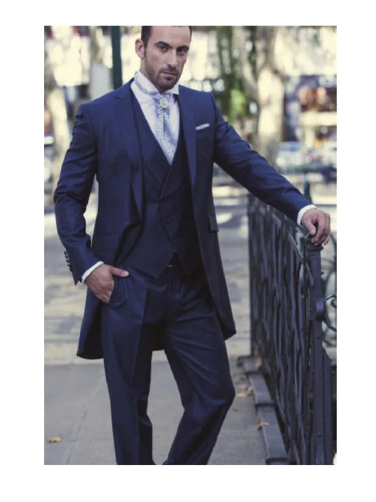 Синий Морской блейзер с отверстием для мужчин (chaqueta + Pantalones corba) |