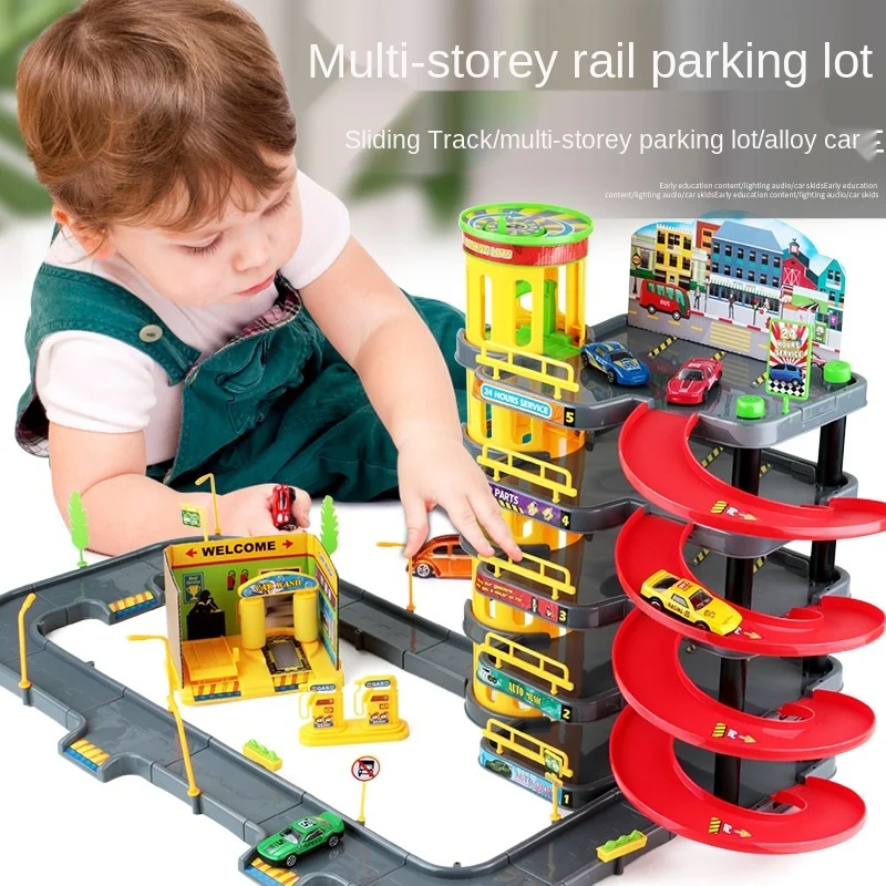 

Parking For Car Garage Track Railway Multilayer Boy Children Toys Puzzle Assemble Model Set Miniature Car Racing Toys Kids Gifts