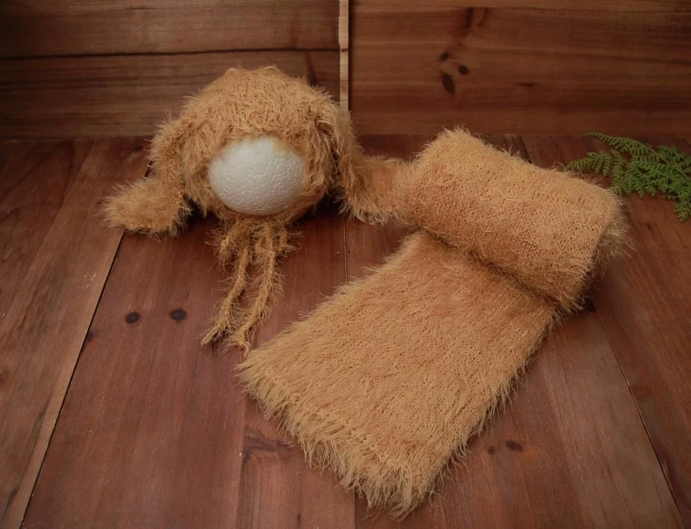 Вязаное пушистое одеяло пеленка для новорожденных реквизит фото мягкая шапка Beife