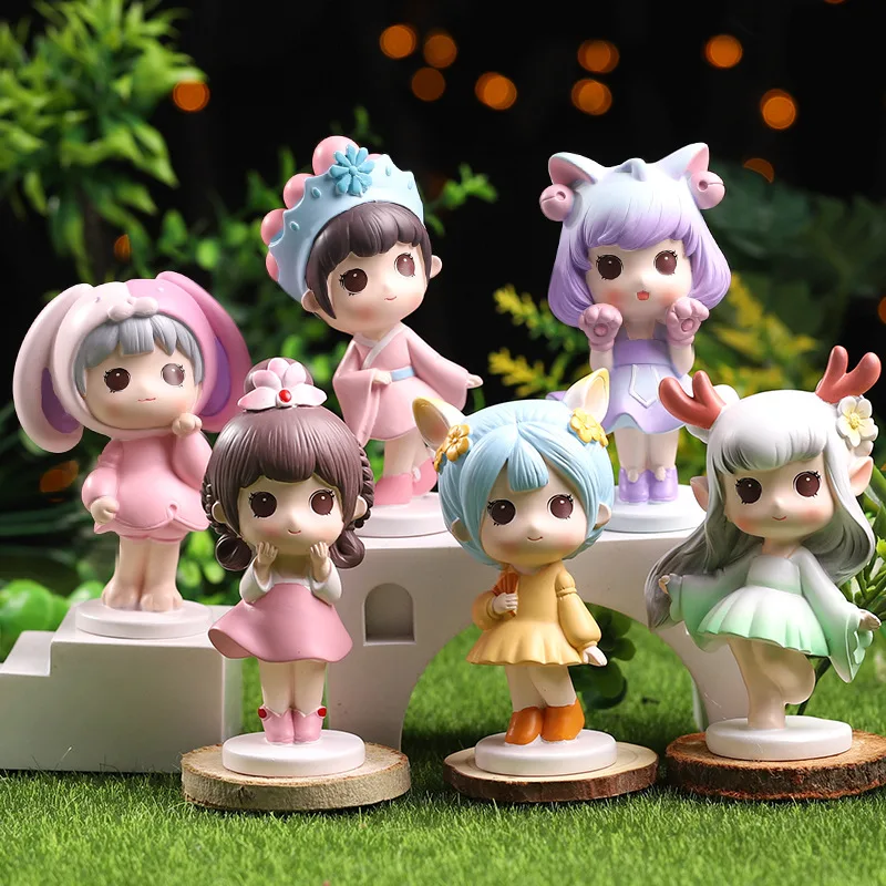 

Brangdy creative blind box custom cute doll girl character hand-made desktop home decoration ornaments resin craft birthday gift