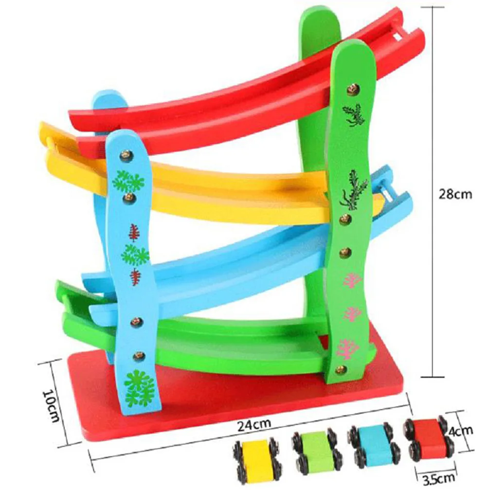 Деревянная 4-скользящая гоночная дорожка раздвижные автомобили Детские ручные