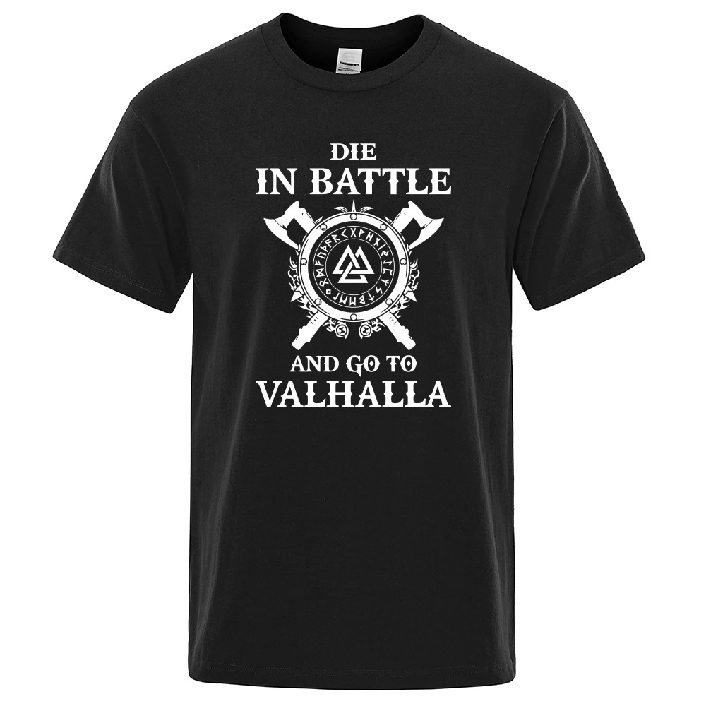 Футболка мужская с принтом Vikings брендовая тенниска в стиле хип-хоп надписью Die In
