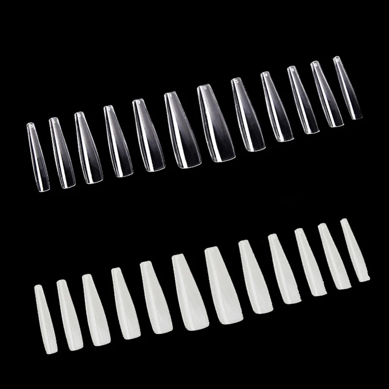 

500pcs Big Size Ballet Fake Nails Long False Nails Tips Full Nail Tips Transparent Natural Large UV Gel Nail Polish Manicure
