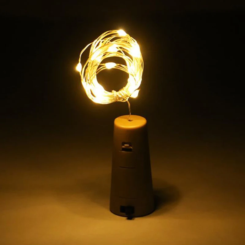 Новый теплый белый пробковый светильник 2 метра 20 лампочек для бутылки вина