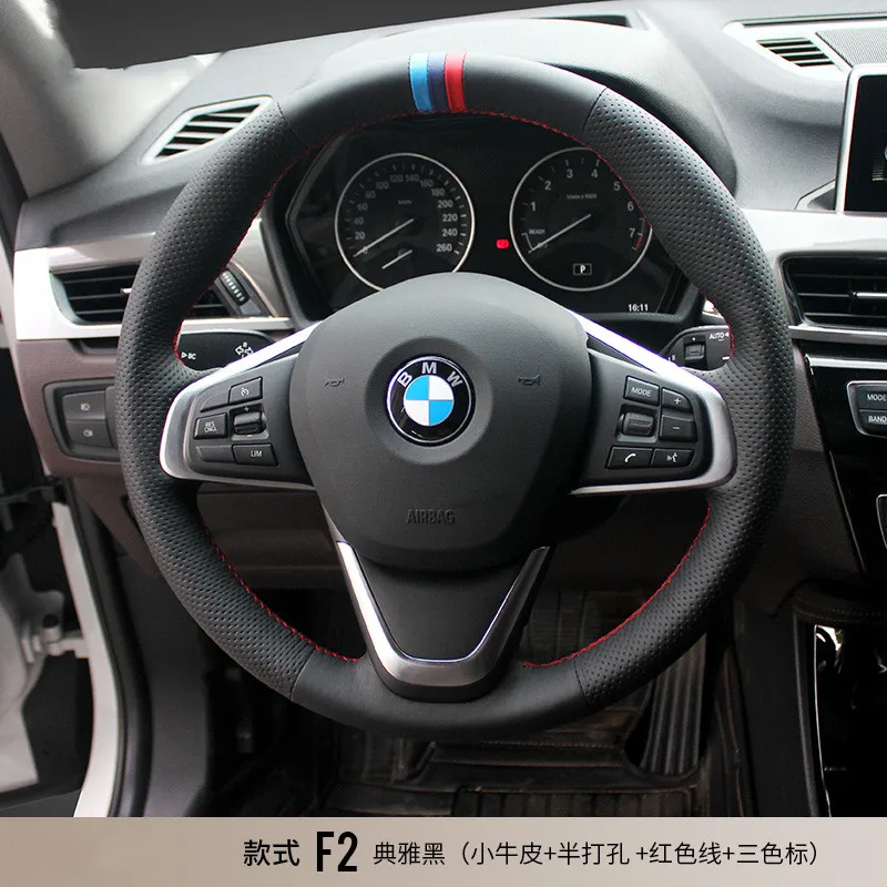 

DIY hand-stitched steering wheel cover fit for BMW 3 series 5 series x3 x5 x6 x7 series leather handle cover