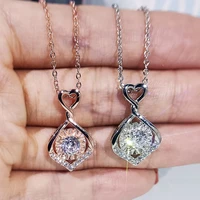 2021 new rose gold silver color chain necklace for women vintage hollow small heart white crystal round stone pendants jewelry