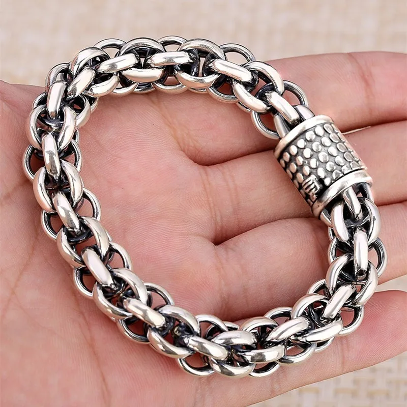 Sterling Silver Bracelet Men's Jewelry Birthday Gift European and American Popular Hip Hop S925 Personality Fashion Punk Style |