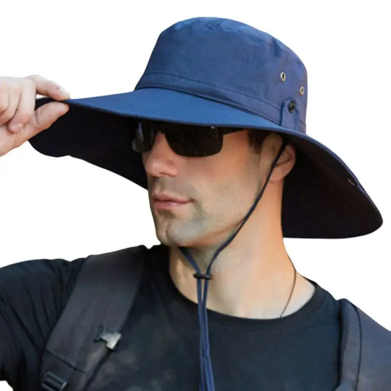 

Men's Mesh Breathable Sun Hat Outdoor Hiking Fishing Protection Sunshade Bucket Hat Wide Brim Waterproof Boonie Hat