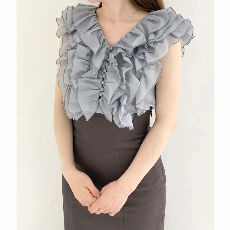 Элегантная блузка Fimihawa с оборками в стиле пэчворк женская без рукавов завязкой