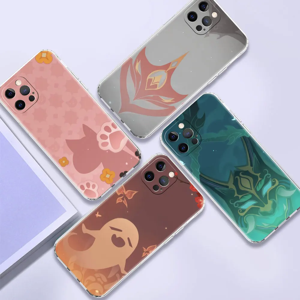 

Transparent Case for Apple iPhone 11 12 Pro Max 7 8 Plus SE 2020 XR X XS 6 6S Clear Soft Phone Cover Shell Genshin Impact Icon