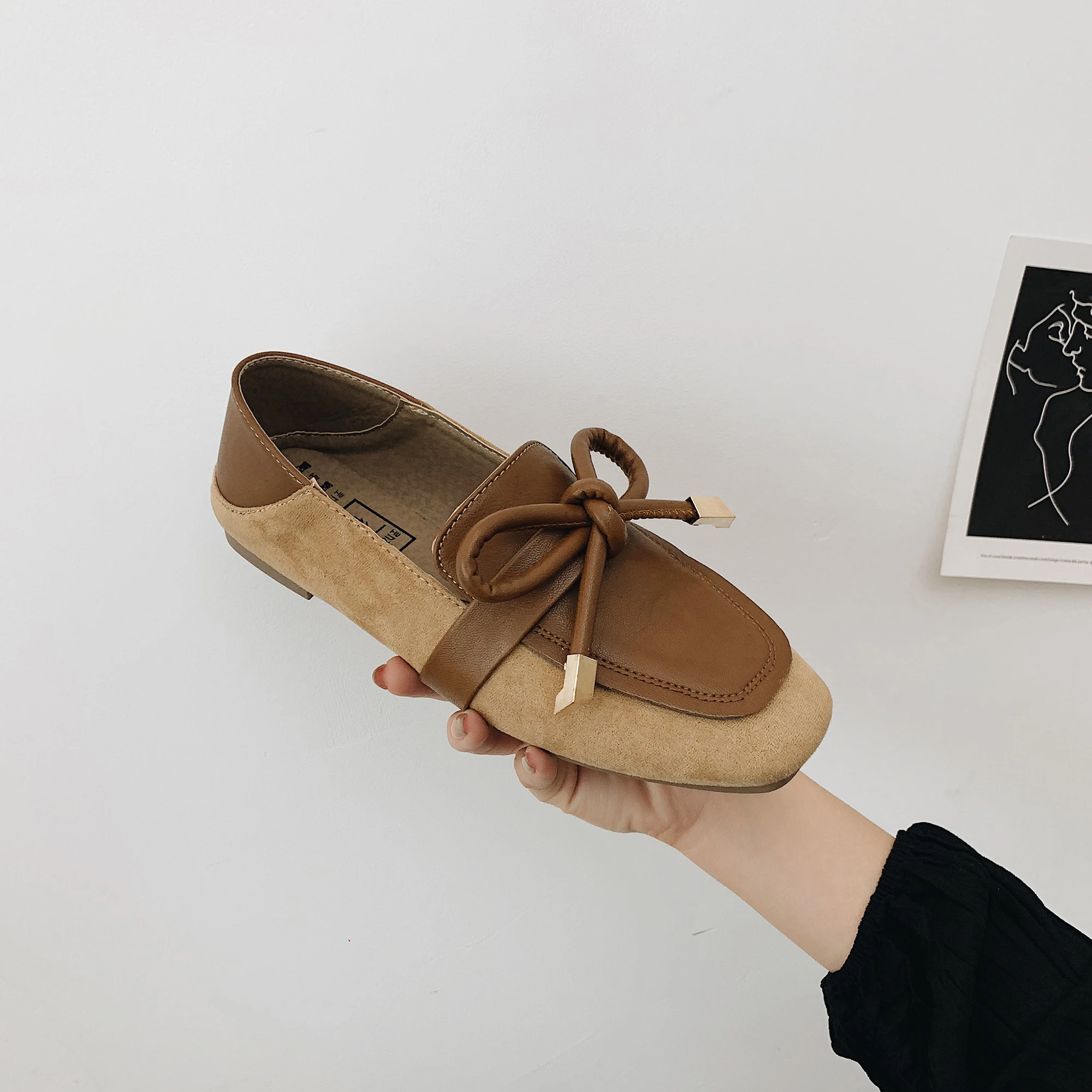 

Ladies Shoes Oxfords Women Shoes Female Bow Knot Loafers Platform Slip on Solid Black Patent Leather Shoes Woman U14-53