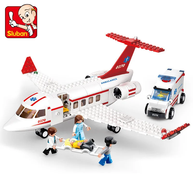 

335Pcs City Aircraft Medical Air Ambulance Car Building Blocks Set Plane Brinquedos Creator Bricks Educational Toys For Children