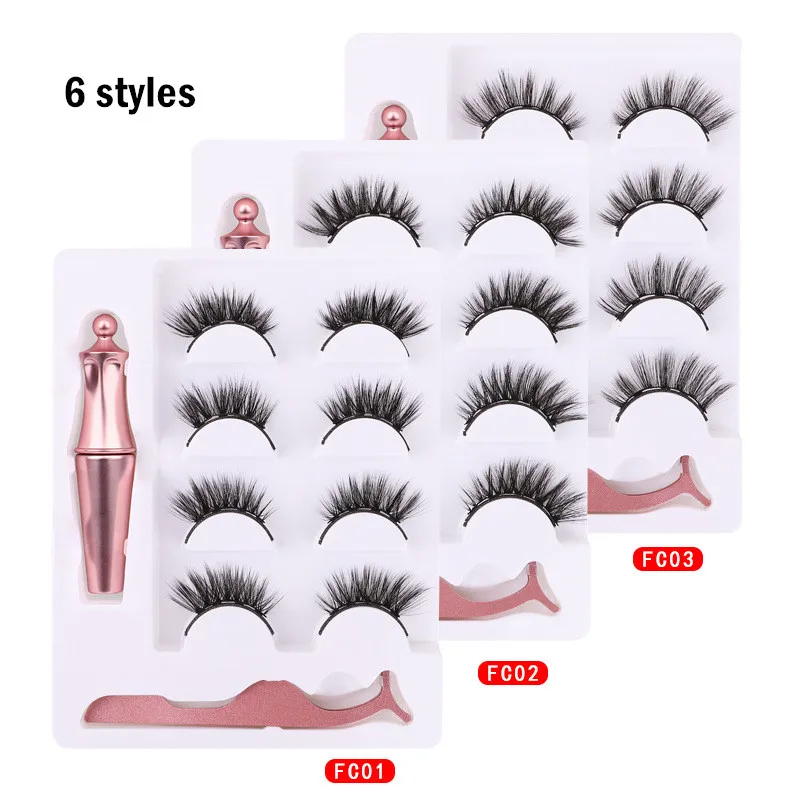 2020 New 5 Magnetic Fake Eyelashes Liquid Eyeliner Tweezer Set Handmade Natural Long Lasting Magnet Eyelash Faux Cils Magnetique | Красота и