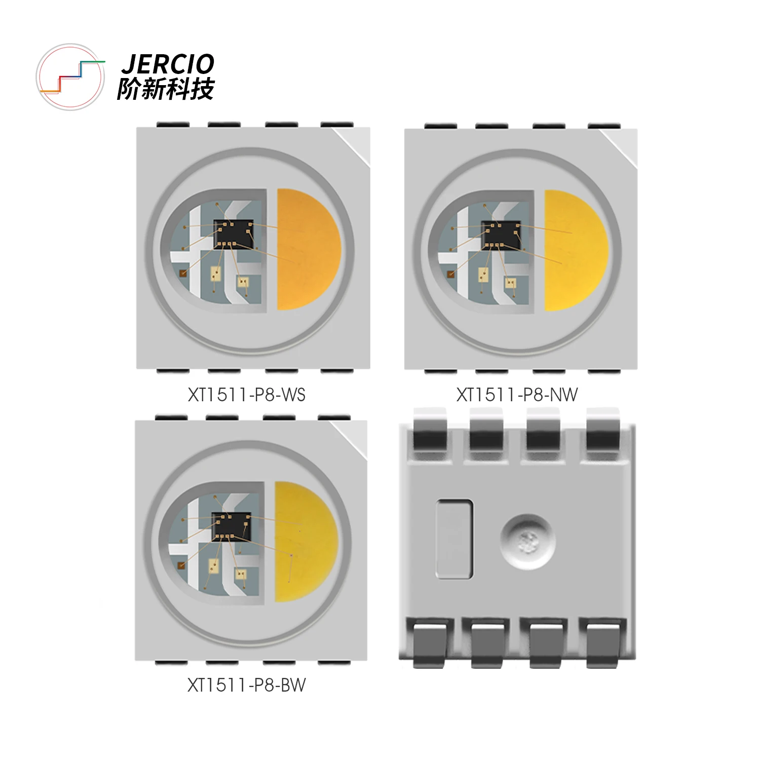 Jercio 50 ~ 1000pcs XT1511 RGBW P8 (аналогичен WS2812b или SK6812)DC12V программируемый индивидуально