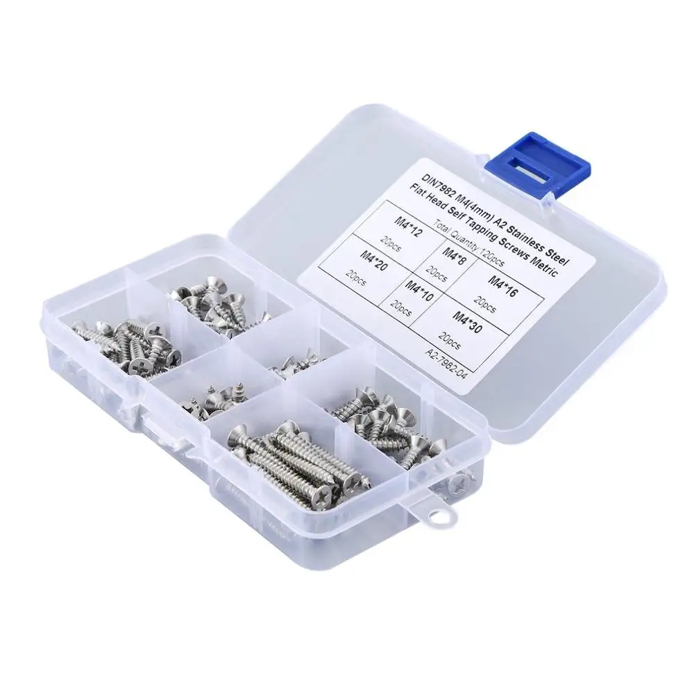 120 шт. M4 304 Нержавеющая сталь винт саморезные винты с плоской головкой