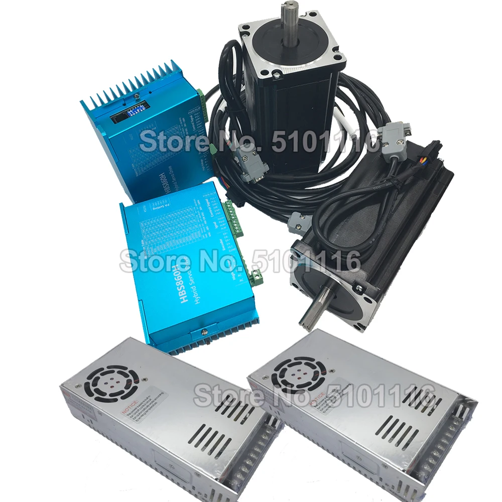 

2PCS 8.5Nm Nema34 86MM AC DC DSP Closed Loop Stepper Motor Driver & 400W 60V DC Power Supply Hybird Encoder Easy Step Servo Kits