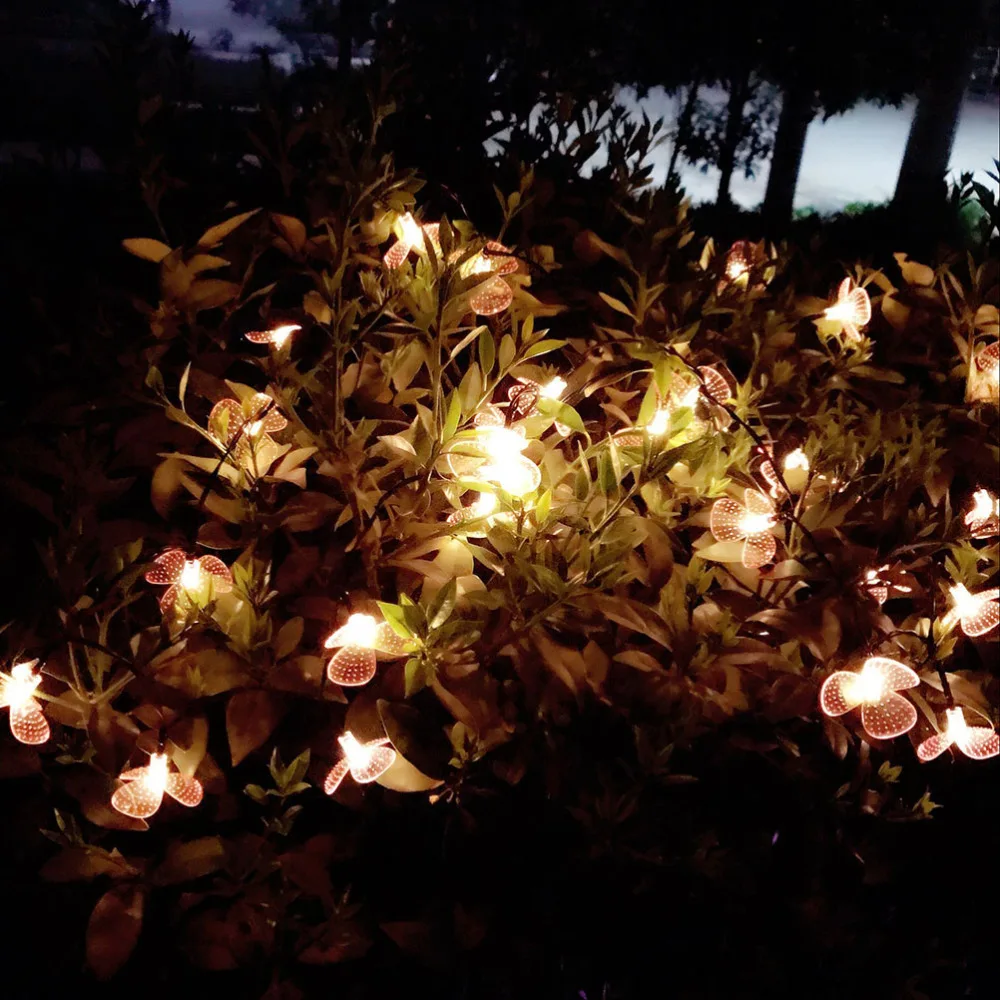 

20 LEDs 5M Solar Orchid Light String Household Mini Night Light Decorative String Light for Home Bedroom Decor (White Orchid)