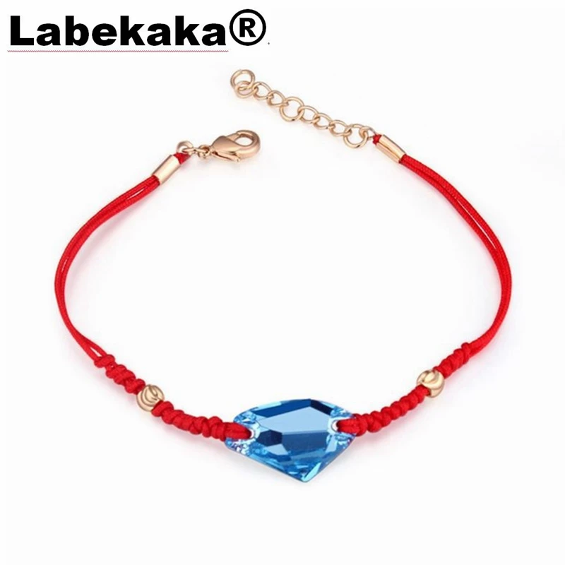 Labekaka красный веревочный браслет украшенный кристаллами Сваровски классические