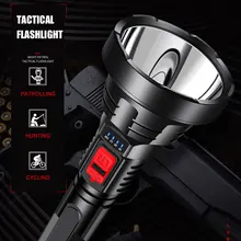 Free Shipping to Russia High Power Ultra Bright Tactical Hunting Flashlight Portable Rechargeable Torch Built-in 18650 Battery