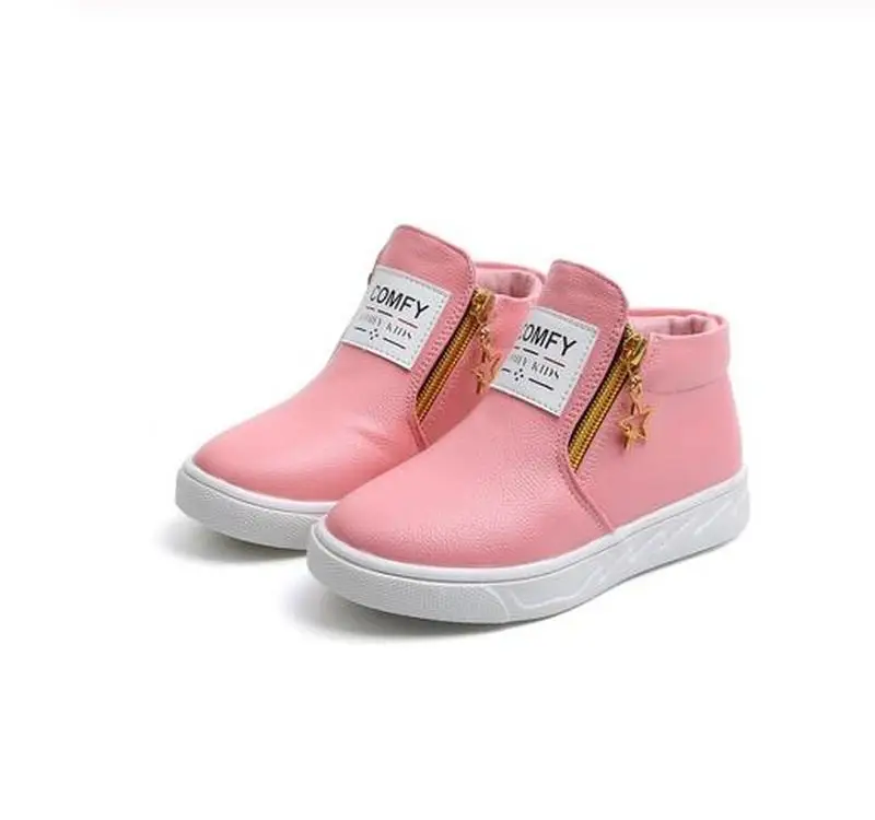 Весенне осенние модные детские ботинки для мальчиков и девочек Кожаные