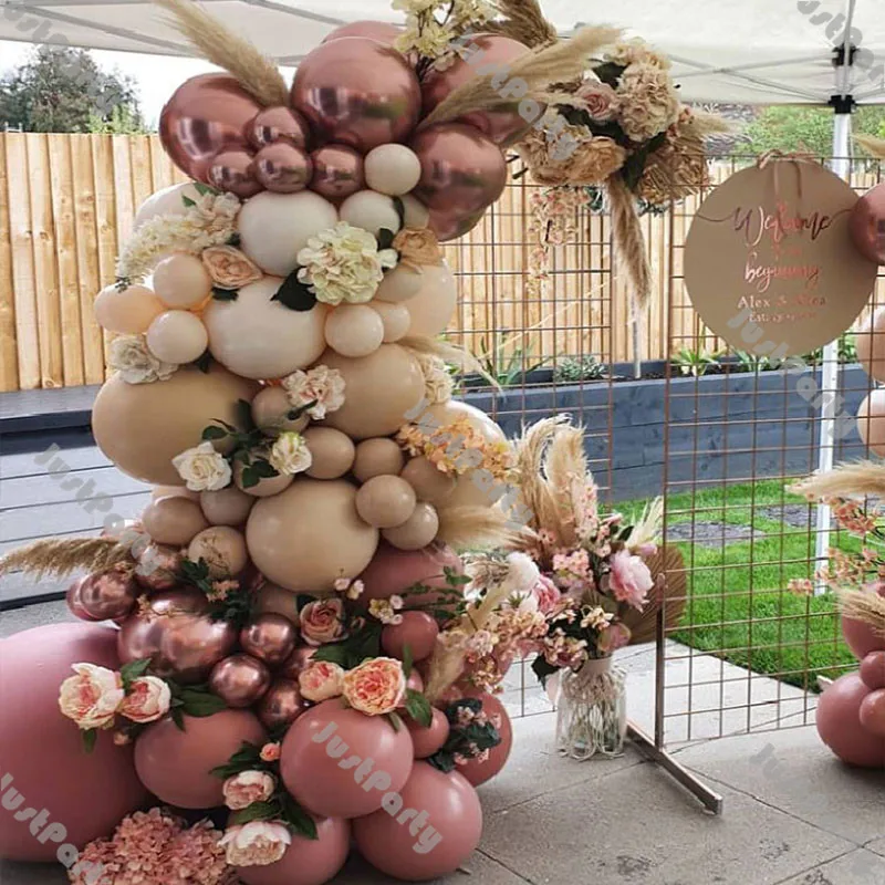 DIY Kit de arco de guirnalda de globos rosa polvoriento doble decoraci&oacute;n de boda globos desnudos dobles suministros de fiesta de compromiso de despedida de soltera-4