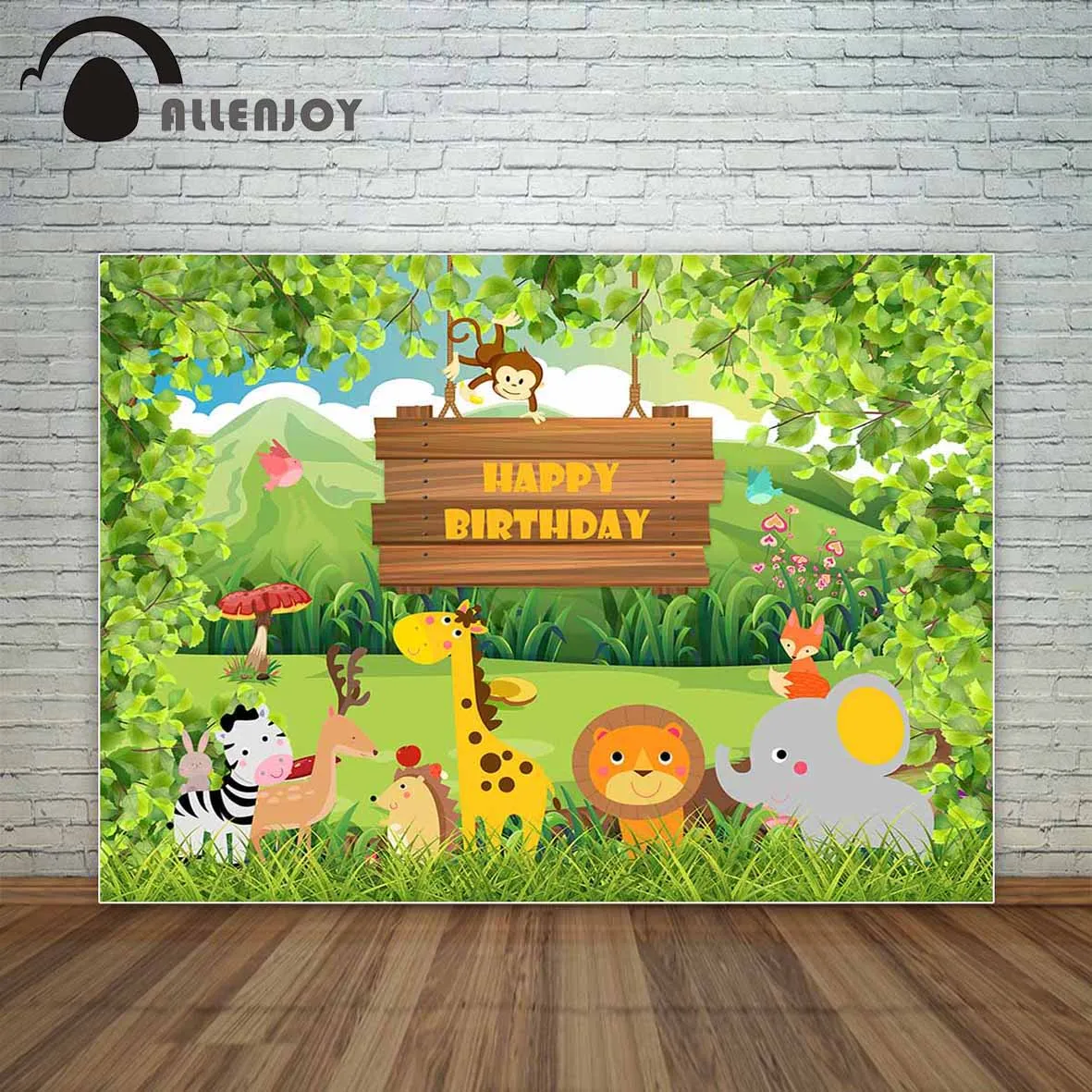 Allenjoy мультфильм Животные вечерние Декор джунгли деревья листья гор луга обои со