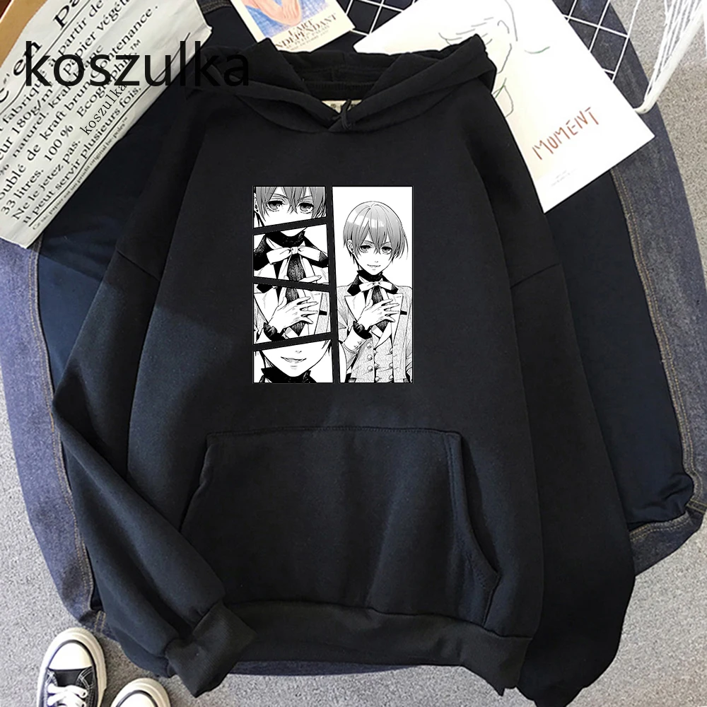 

Толстовка с капюшоном в стиле аниме черный Батлер, свитшот, зимняя одежда, Женская милая одежда унисекс, толстовки с капюшоном в стиле манга,...