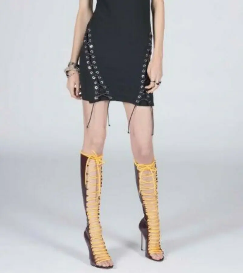 Beli Sepatu Sandal Gladiator Hak Tinggi Stiletto Hollow Out Peep Toe Wanita B1