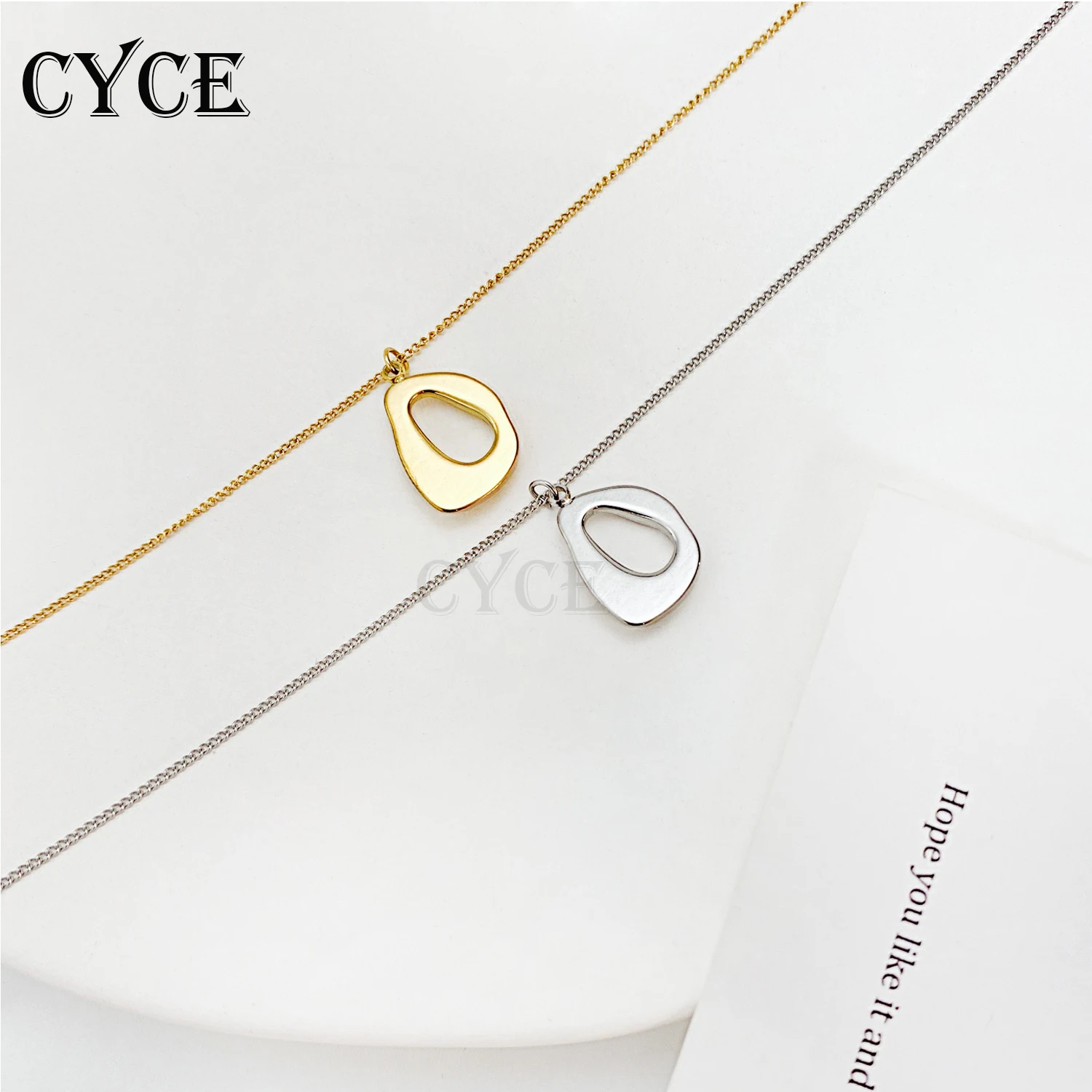 CYCE Jewelry Stainless Steel Hip Hop Necklace for Women Simple Titanium Steel Irregular Hollow Oval Pendant Necklace Accessories