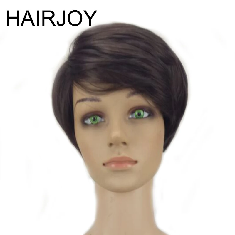 HAIRJOY Короткий прямой парик термостойкие синтетические волосы для женщин натуральный черный парики 3 цвета доступны