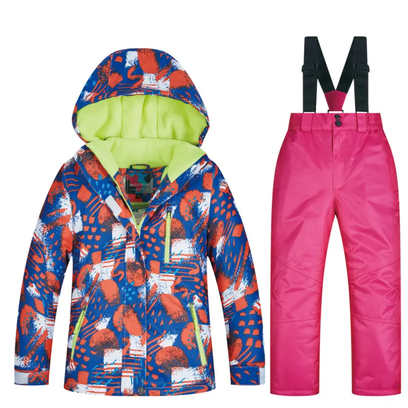 Coat and Red Детская Лыжная куртка, верхняя одежда, ветронепроницаемые водонепроницаемые лыжные костюмы для катания на лыжах, кемпинга, сноуборде, лыжные костюмы, спортивные штаны для мальчиков и девочек - Цвет: Coat and Red