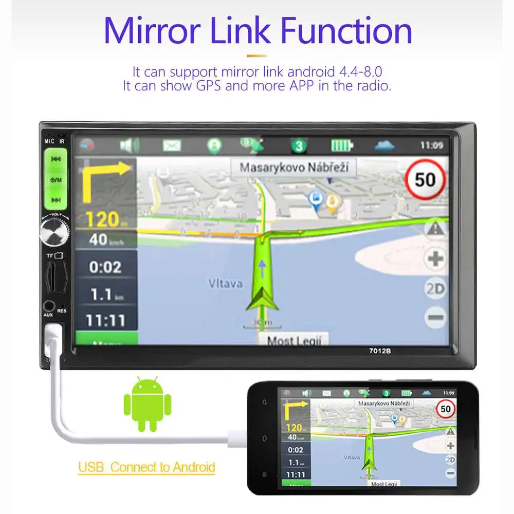 2 Din автомобильный стерео радиоплеер 7 дюймов HD для сенсорного экрана bluetooth