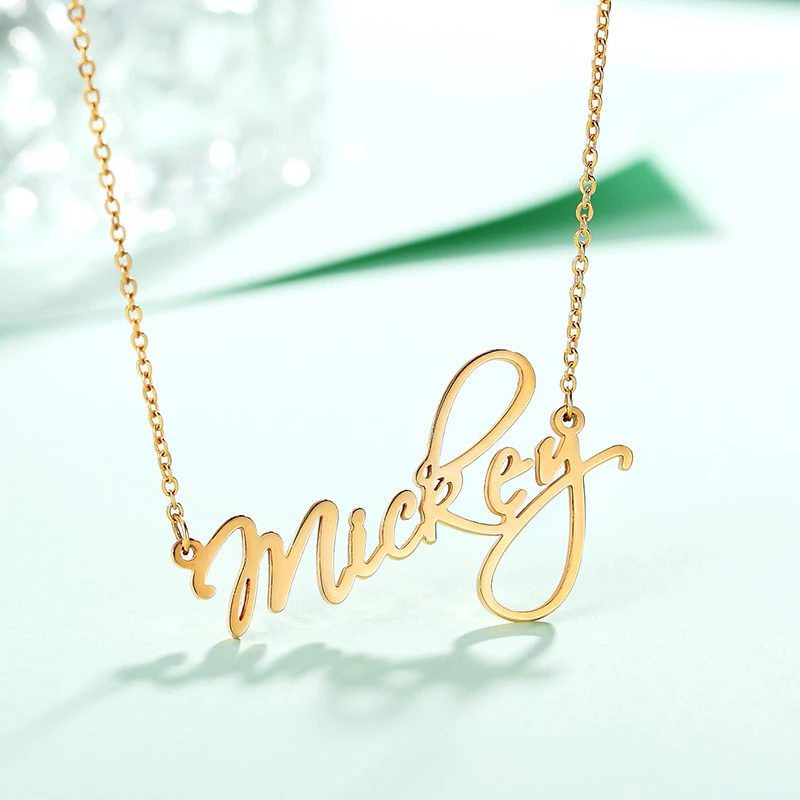 Именное ожерелье персонализированное золотого и серебряного цвета с именной