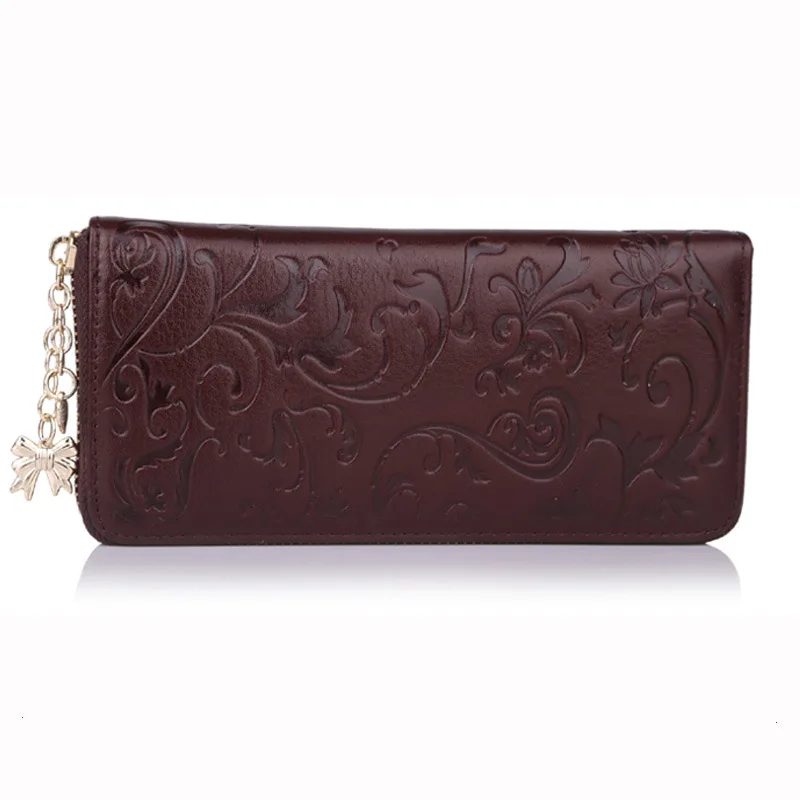 JIULIN модный длинный кошелек из натуральной кожи с Цветочным Тиснением женский на