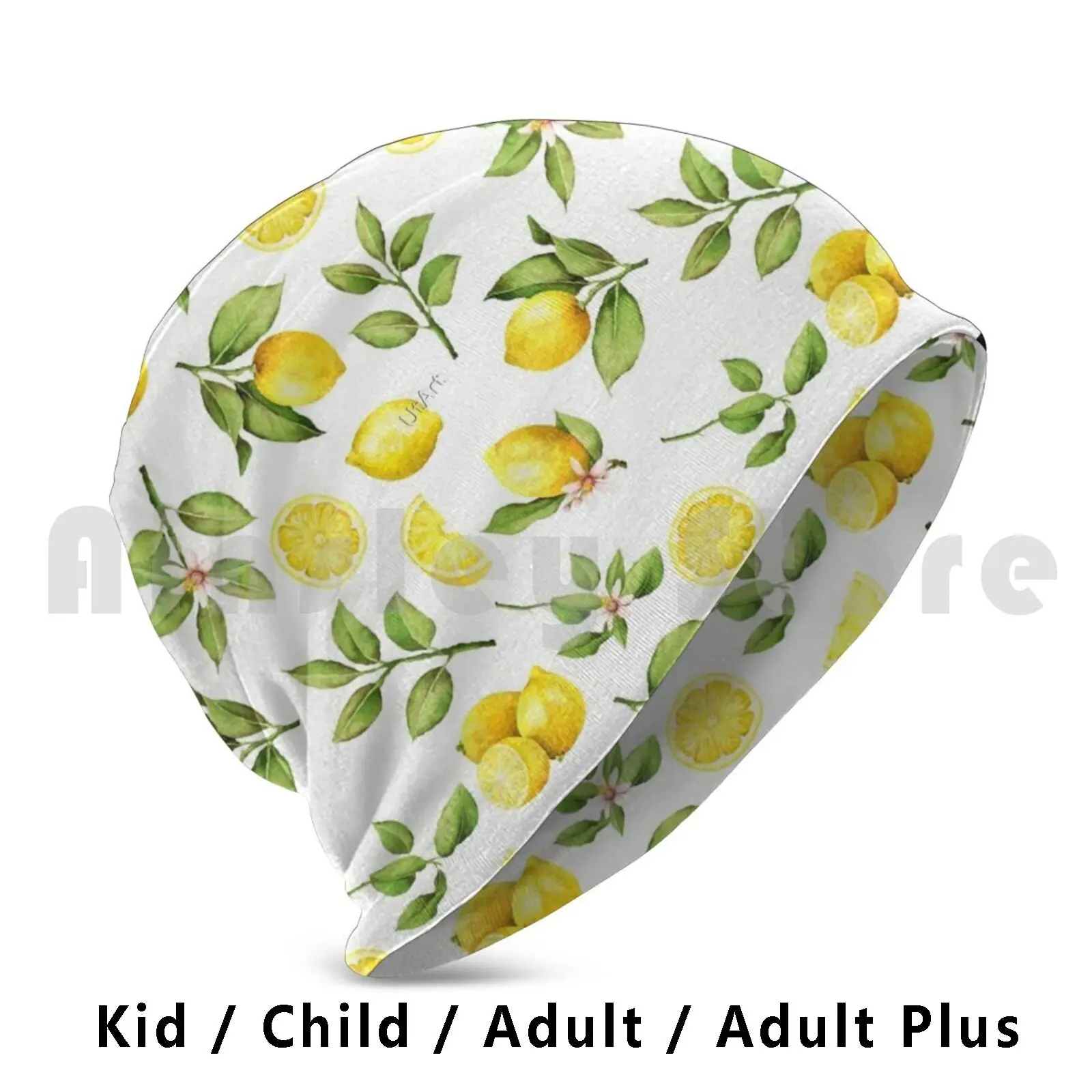 

Summer Lemons Beanies Knit Hat Hip Hop Lemon Lemons Lemonade Fruit Fruity Sour Pattern Summer Summery Food