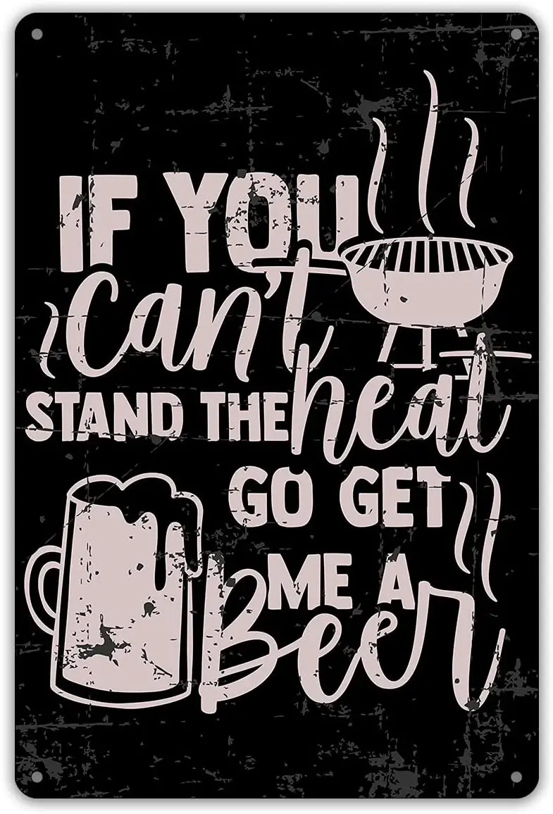 

QIONGQI Funny BBQ Metal Tin Sign Wall Decor Retro BBQ Signs with Sayings for Home Kitchen Restaurant Café Decor Gifts