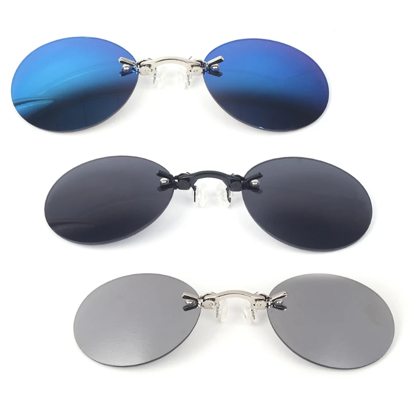 

Retro Sunglasses Round Vintage Unisex Eyewear Mirror Nose Clip Mini Metal Goggle