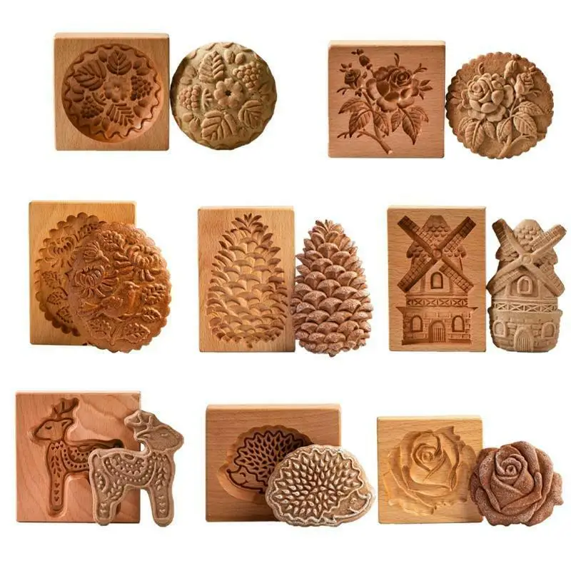 DIY Wooden Kitchen Baking Molds Cookie Mould Chocolate Mold Wooden Cookie Cutter Candle Mold Decoration Valentine's Day gift