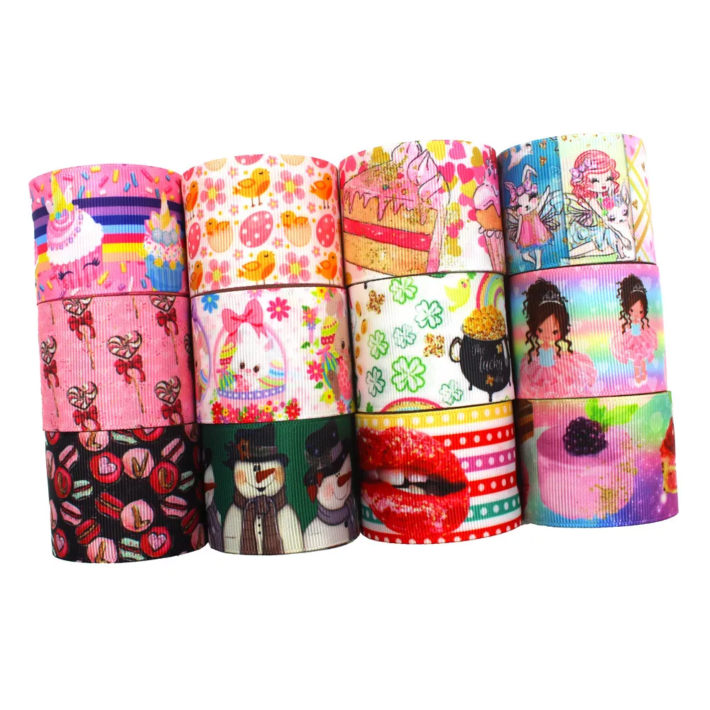 1 1/2 ''мультяшная печатная корсажная лента сделай сам бант ручной работы