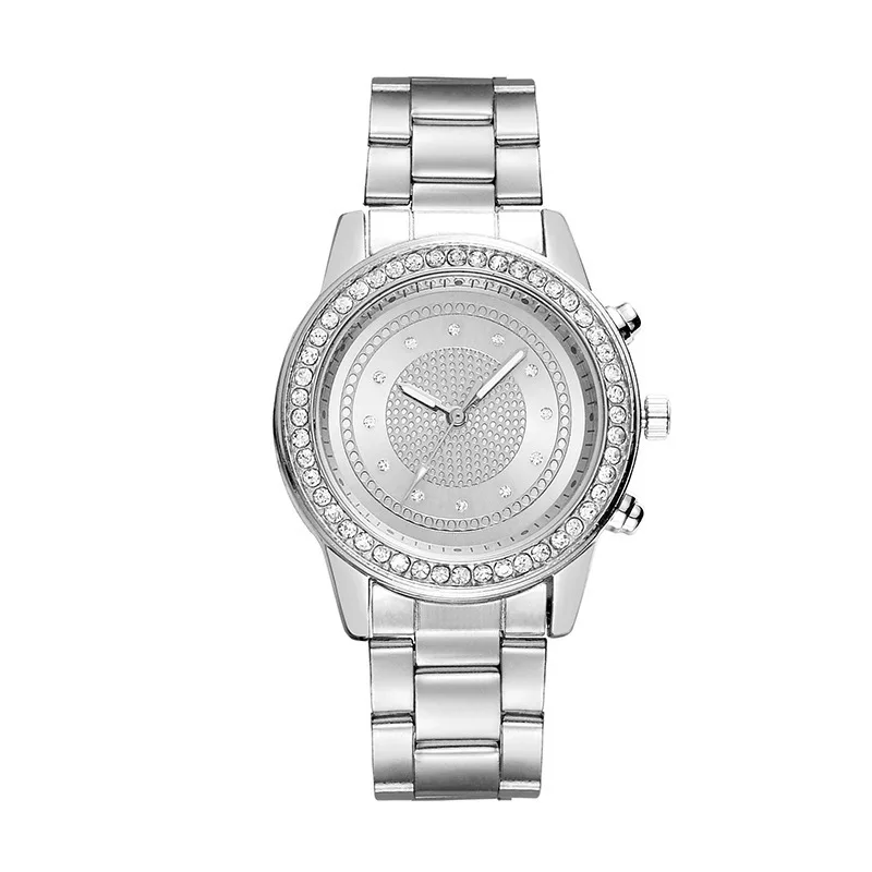 Модные женские часы Geneva кварцевые reloj mujer из нержавеющей стали розового золота