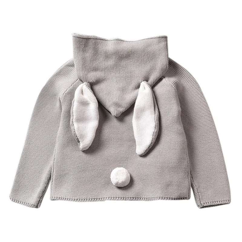 Детский Милый хлопковый пуловер с 3d Кроликом От 1 до 5 лет Теплые Топы Осень-зима