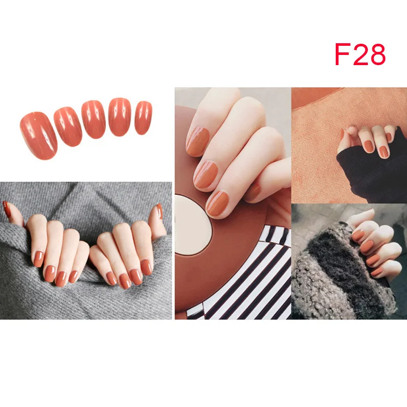Дамы Девушки сплошной цвет поддельные ногти DIY патч наклейки полоски 24 шт для
