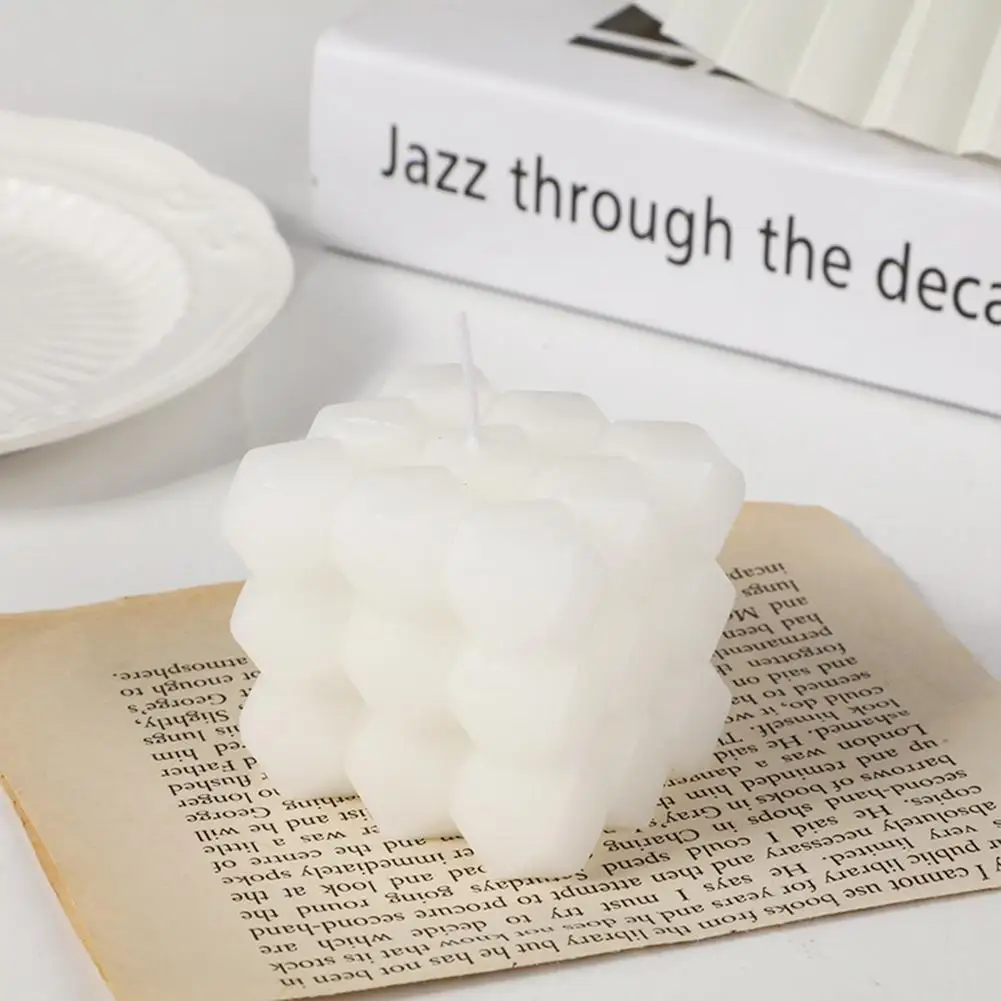 Ароматические свечи 1 шт. 3D геометрические кубические искусственное украшение