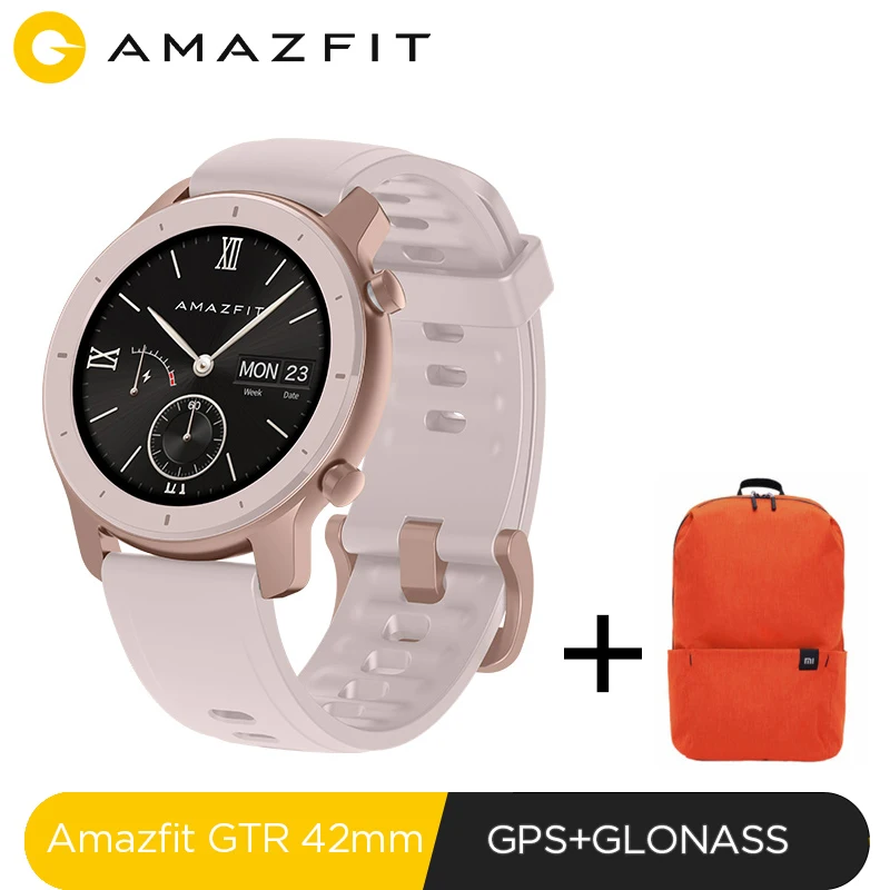 GTR-42mm-bagpink Huami Смарт-часы Amazfit GTR 42 мм amoled Huami Gtr 5ATM водонепроницаемые Смарт-часы 24 дня батарея AMOLED экран 12 спортивных режимов - Цвет: GTR-42mm-bagpink
