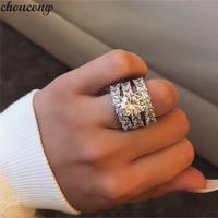 choucong 3 in 1 statement ring sets 925 sterling silver princess cut aaaaa cz engagement wedding band rings for women jewelry