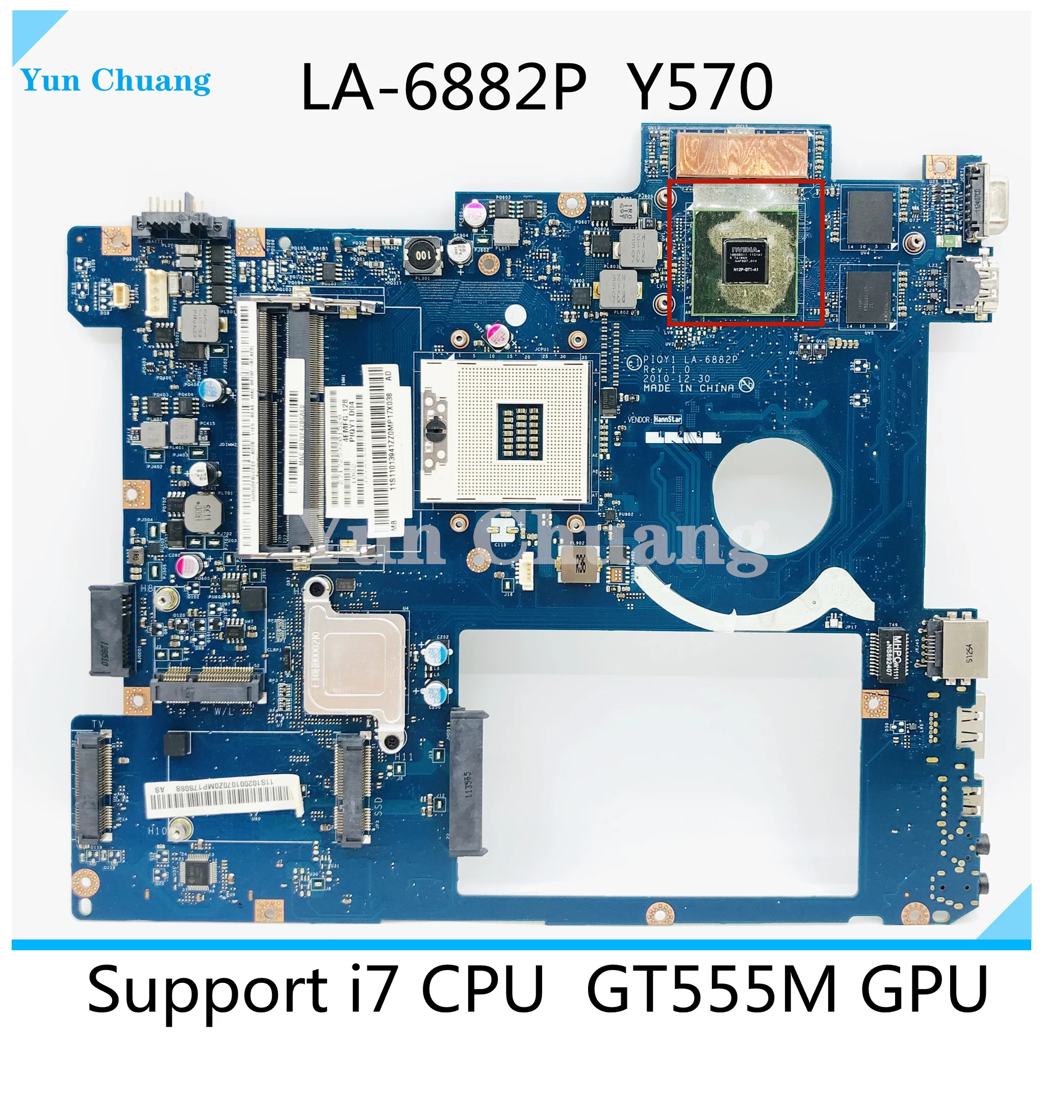 PIQY1 LA-6882P основная плата для Lenovo Y570 Материнская ноутбука HM65 DDR3 GT555M Графический