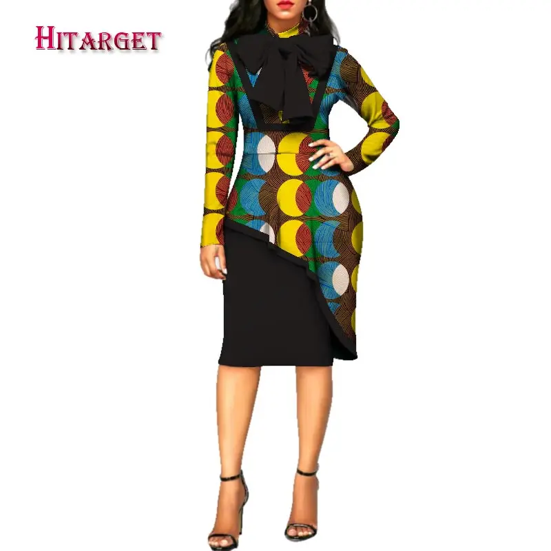 Женское платье с принтом в африканском стиле элегантное длинным рукавом модель